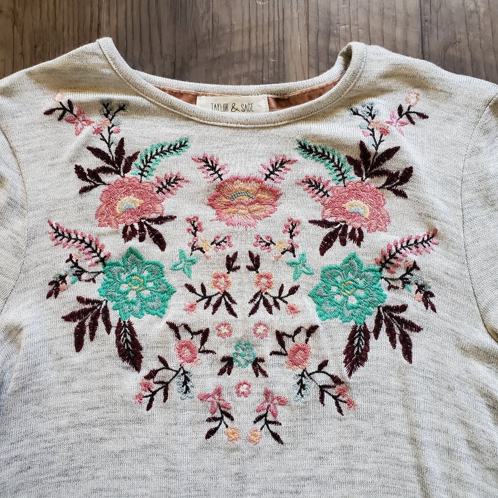 Embroidered Long Sleeve with Flared Cuffs